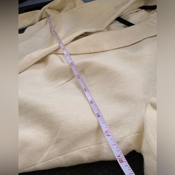 Free People Ivory/Cream Linen Blend Belted Blazer Jacket Flared Sleeves Sz S - Picture 11 of 12